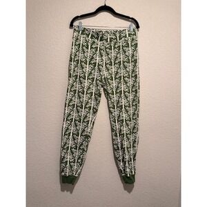 Pact Organic Cotton Birch Tree Print Pajama Pants Green White Jogger Lounge sz L